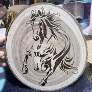 Live Edge 10 x 10 Pyrography Running Horse Wood Burning Picture