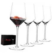 Hand Blown Red Wine Glasses Set of 4 – 15 oz Premium Crystal Wine Glasses With