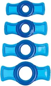 Doc Johnson Titanmen - 4 C-Ring Set - Helps Create Firmer and Thicker Erections - Side Tabs for Easy Removal and Adjustment - Blue