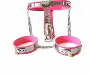 HCUDFN Stainless Steel Chastity Belt BDSM Bondage Kit with Thigh Ring Metal Chastity Device Cock Cage Sex Toys For Men(Waist 60~90cm)