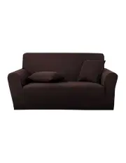 [SOGA] High Stretch Sofa Cover Couch Lounge Protector Slipcovers 2-Seater in Coffee