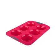 Daily Bake Silicone Jumbo Muffin Pan 6 Cup Red