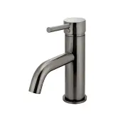 Round Basin Mixer Curved Spout - Single Lever - PVD Shadow