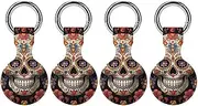 4PCS for Sugar Skulls Air Tag Holder Case Waterproof & Shockproof Anti-Scratch Protective Air Tag Cover with Keychain Ring Silicone Tags Holders for Luggage, Backpack, Keys, Pet