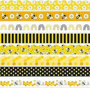 FYSUIMU 82Ft Bee Bulletin Board Border Yellow Black White Bee Honeycomb Daisy Rainbow Self-Adhesive Trim Border for Chalkboard Wall Decoration
