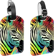 [YTYVAGT] Luggage Tags for Suitcases,Travel Tags for Luggage,Colorful Zebra Rainbow,2-Pc