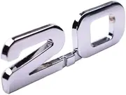 NPZPTFVFNR Metal Silver 3D 2.0 2.0T Car Rear Trunk Emblem Badge Sticker Fit for BMW Fit for Audi Fit for Ford Fit for Toyota