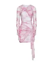 MSGM Long-Sleeved Gathered Mini Dress IT40,IT38 Pink