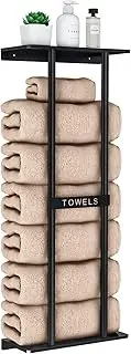 Bathroom Towel Storage Rack, STWWO Towel Racks for Bathroom Wall Mounted 30 inch with Shelf Can Holds 6 Large Towels, Wall Towel Rack for Rolled Towels, Black