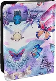 [JEJEA] Colorful Butterfly Print Travel Organizer Credit Cards Case Passport BookPassport Holder Cover Wallet forTraveling,, Black, One Size