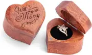 Ring Box Heart - Handmade Wooden Ring Box for Proposal, Ring Holder Box with ...