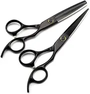 Professional Hair Cutting Shears, Japan 440c Steel 6'' Black Bearing Hair Cutting Scissors