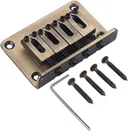 Mikinona 4 String String Vintage Bass Bridge Tailpiece for Electric Bass Guitar Parts Barrel Saddles Includes Screws Wrench Compatible with Ukulele Guitar Accessories