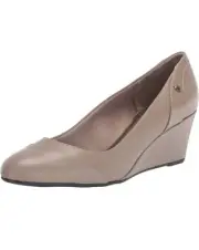 New LifeStride Women's Dreams Mid Heel Wedge Pumps Stone Size 9.5 W - NIB