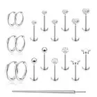 FlatBack Stud Earrings Cartilage Earrings for Women Men Hypoallergenic Thread...