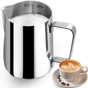 Milk Frothing Pitcher, Stainless Steel Art Creamer Cup Milk Frother Steamer C...