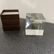 New Lucite Cube Paperweight Vintage Pyrite