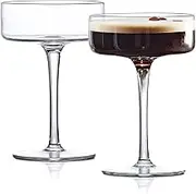 LEMONSODA Clear Martini Coupe Glass 6.5oz Set of 2 - Classic Martini glasses, Manhattan, Cosmopolitan – Handcrafted Luxury Glassware for Home Entertaining - Premium Packaging