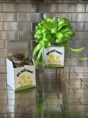 Get Well Soon Gift Box-Basket With 1/2 LB Chocolate Hershey Nuggets & Green Bow