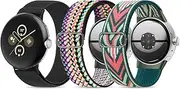 Stretchy Nylon Bands Compatible with Google Pixel Watch 3 Band 41mm, Pixel Watch 2 Band, Pixel Watch Band - Upgraded Metal Lugs - Adjustable Elastic Sport Loop Straps for Google Watch Women Men