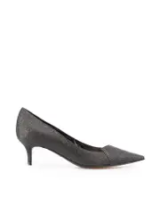 Black Glitter Point-Toe Pumps