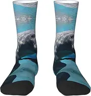 [EdWal] Soft Cute Sea Animal Manatee print Moisture Wicking Socks Sports Socks for Men and Women Warm thermal Boot Hiking Socks