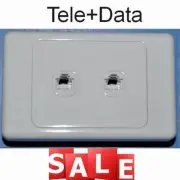 DUAL TWIN TELEPHONE PHONE INTERNET DATA OUTLET SOCKET WALL PLATE RJ11 RJ45 CAT6