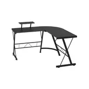Advwin Black L-Shaped Corner Office Computer Desk with Removable Monitor Stand