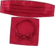 [Healvian] 3pcs Men Cummerbund Bow Tie Set with Pocket Square Pre Tied Bow Ties for Tuxedo Wedding Suit Accessories Elegant Durable Craftsmanship for Formal Occasions