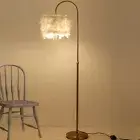 Feather Floor Lamp 62 Inches Arc Floor Lamps, Boho Floors Lamp, Gold Pole Lam...
