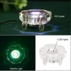 4" Clear Crystal Glass Display Base Stand With Led Light Multicolor Mirror Plate