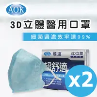 在飛比找PChome24h購物優惠-【AOK 】3D立體醫用 口罩-藍色 (50入/ 盒) XL