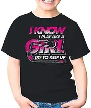 [Generic] I Know I Play Like A Girl Try to Keep Up Hockey Field Ice Player Fans Unisex Kids Shirt Gift