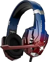 PHOINIKAS Gaming Headset for PS4/PS5/PC/Xbox One/Switch with 3D Surround Sound, Noise Cancelling Microphone, LED Lights, 40 mm Earmuffs, Over-Ear Headphones with 3.5 mm Cable