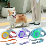 Retractable Dog Leash for Dogs,LED Bright Flashlight Walking Leashes(Purple)