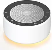 White Noise Machine with 30 High Fidelity Soundtracks, 7 Colors Night Lights, Full Touch Metal Grille and Buttons, Timer and Memory Features, Plug in, Sound Machine for Baby, Adults (White)