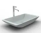 MATTE Countertop Vanity Basin Bowl WHITE Stone Solid Surface rectangle 595 x 345