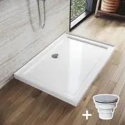 Rectangular Durable Solid Acrylic Fiberglass Shower Base White, 1200 x 800mm / Sliver (Chromed-plating)