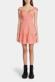 Betsey Johnson Cap Sleeve Eyelet Knit Dress Size Medium NWT