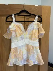 BNWT Women’s TED BAKER Lace Pastel Embroidered Blouse Top Size 2 UK 10