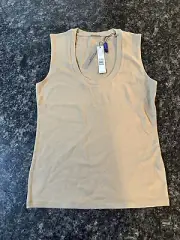Elie Tahari Light Tan Ribbed Sleeveless Knit Tank Top. NWT, Med & Large