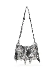 [Rabanne] Borsa a spalla 1969 Silver Nano Bag Metallic Leaves Rabanne
