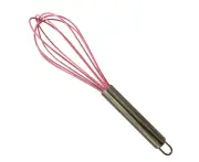 Silicone Whisks for Cooking, Stainless Steel Wire Whisk, Heat Resistant Kitchen Whisks, Balloon Whisk-10 inch pink