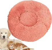 Round Donut Cuddler Dog Bed, Calming Cat Donut Plush Cuddler Bed, Calming Cat Snooze Sleeping Kennel, Pet Bed Mat for Small Dogs
