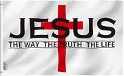Anley Fly Breeze 3x5 Foot Jesus The Way The Truth The Life Flag - Vivid Color and Fade proof - Canvas Header and Double Stitched - Christian Flags Polyester with Brass Grommets 3 X 5 Ft