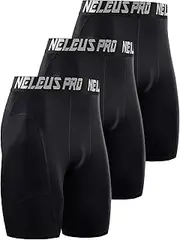 [Neleus] Men's 3 Pack Dry Fit Compression Shorts
