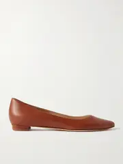 [Manolo Blahnik] Manolo Blahnik - Bb 10 Leather Point-toe Flats - Brown - IT40 IT 40 Brown