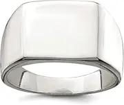 [JewelryWeb] 925 Sterling Silver Polished Engravable Closed back 14x15mm Solid Back Signet Ring Jewelry Gifts for Women - Ring Size Options Range: R to V