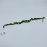 Lia Sophia Green Cord Rhinestone Barrel Bead Bracelet~Silver Tone Cubes