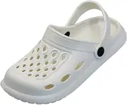 [GLMDKAI] Non-Slip Garden Clogs for Women and Men, Slip On Shower Shoes Heel Strap Mules Sandals Lightweight Slippers Beach Home Casual Wear Soft Air Cushion Sole Slides, White, 9 Narrow Women/7 Narrow Men